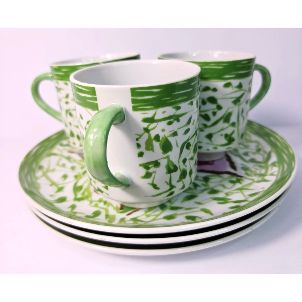 Sincerely Yours Gloria Vanderbilt SIGMA Rose 8.25" Luncheon 3 Plates & 3 Cups